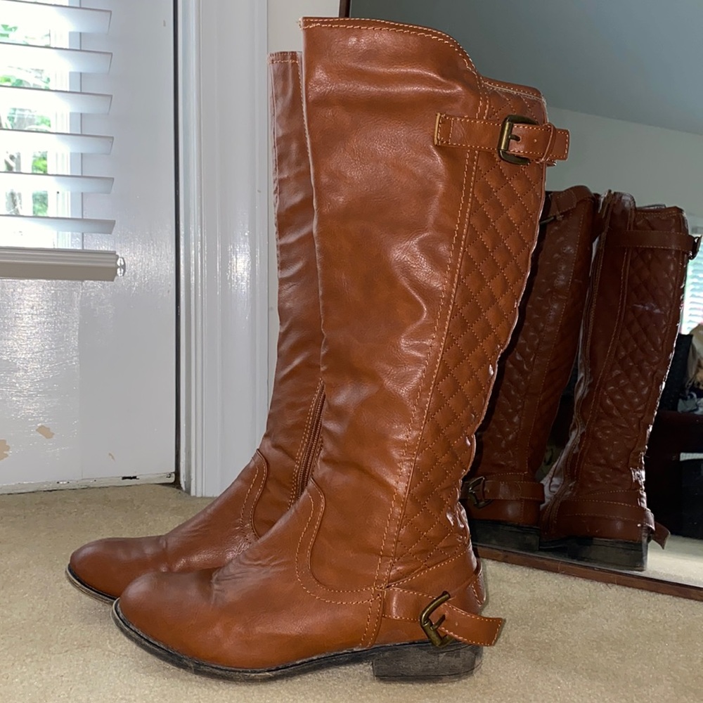 Tan knee high boots